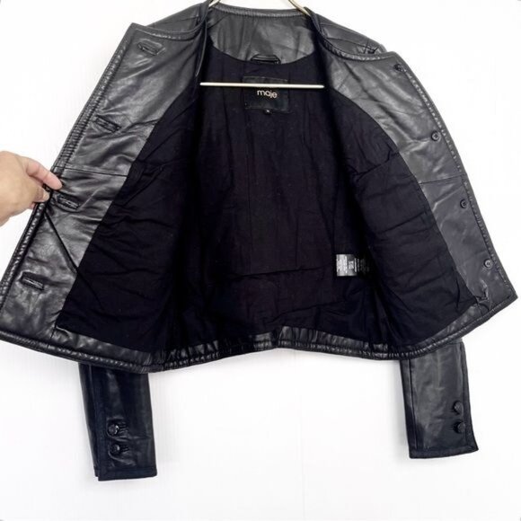 Maje buttery soft lamb leather black jacket Small - Picture 3 of 11